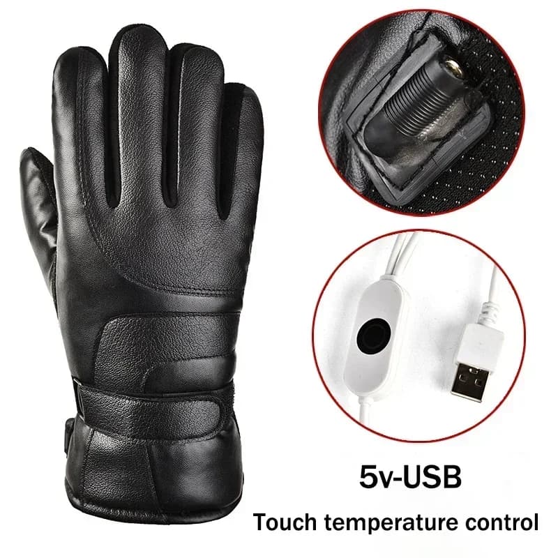 Guanti riscaldanti elettrici USB invernali Guanti riscaldati termici Scaldamani morbidi Guanti riscaldanti in pelle per la pesca in moto