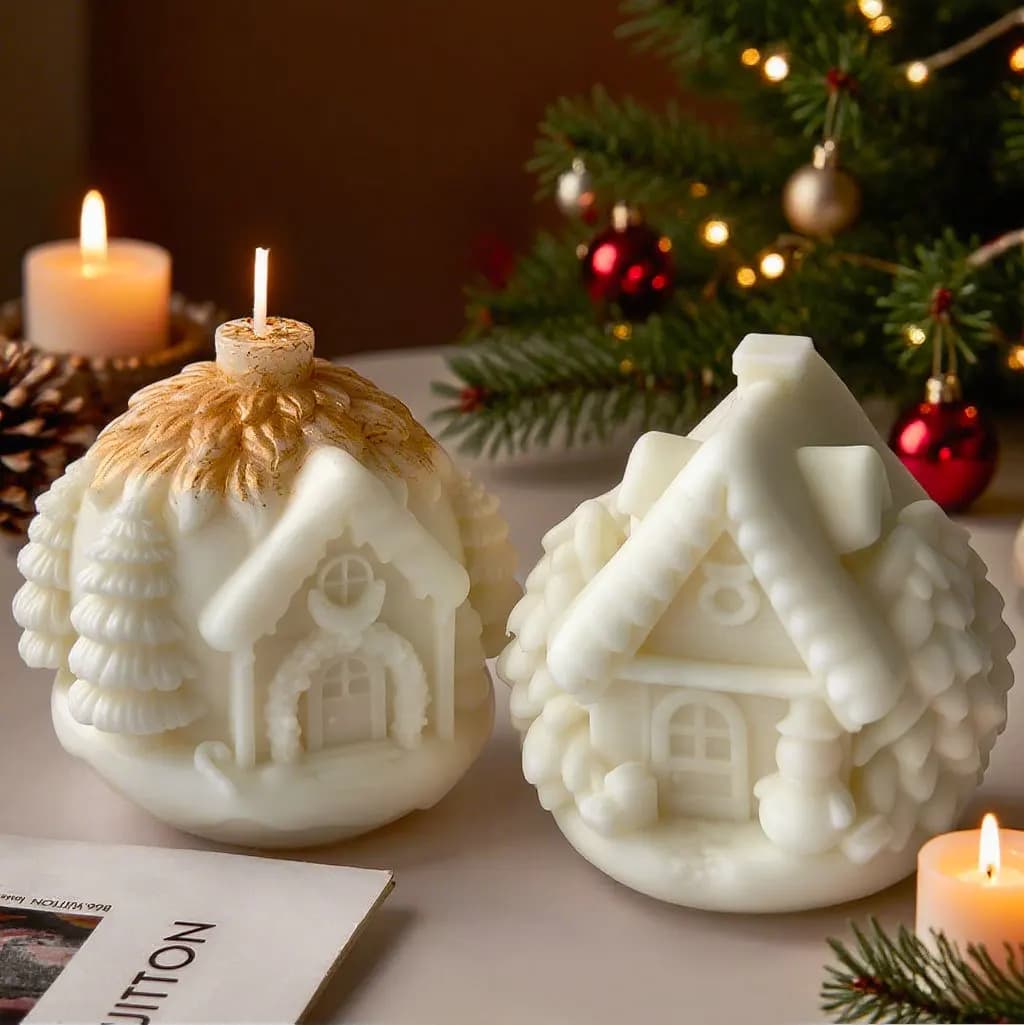 Stampo in Silicone Fai-da-Te per Casa dell'Albero di Natale, per Candele Profumate Artigianali, Ornamenti in Gesso e Resina, Accessori per la Creazione di Candele Natalizie