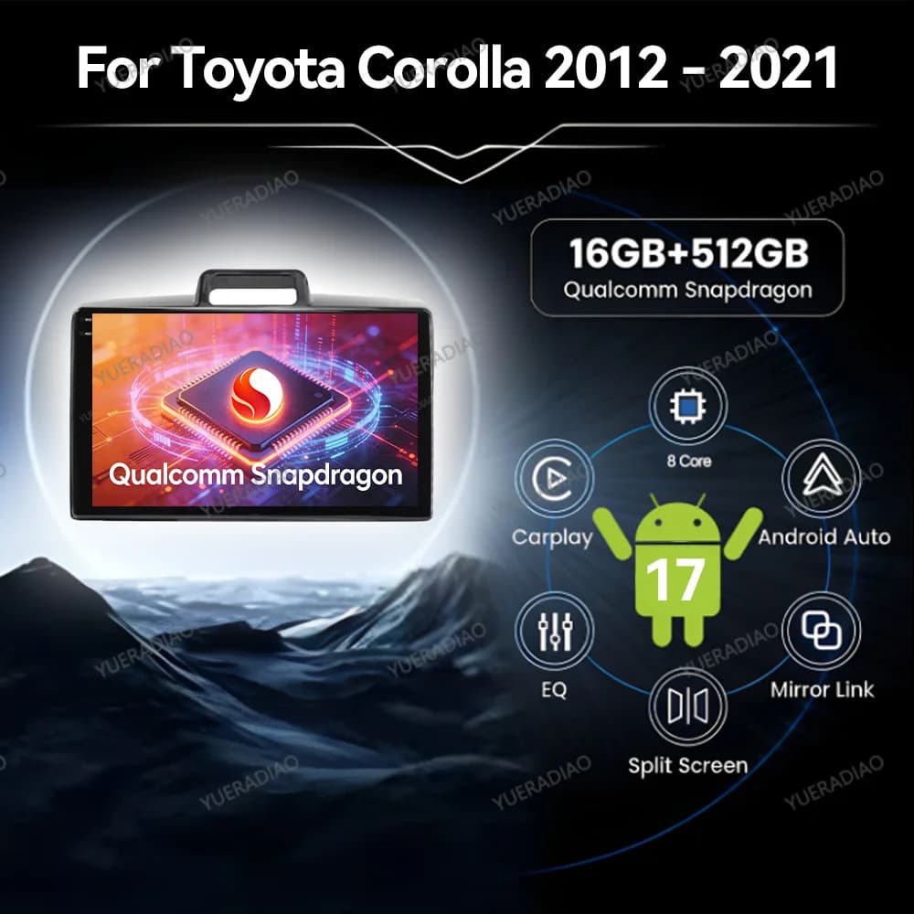 Android 17 Car Radio For Toyota Corolla Axio 2 Fielder 3 E160 2012 - 2021 Multimedia Stereo Video Player Carplay Auto Head Unit