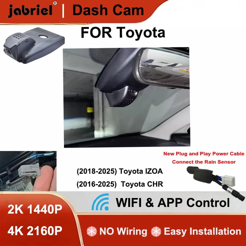 Car DVR camera Jabriel 2K 4K with Wifi, video recorder for Toyota CHR LE XLE fwd awd 2016-2021, for Toyota IZOA 2018- 2021
