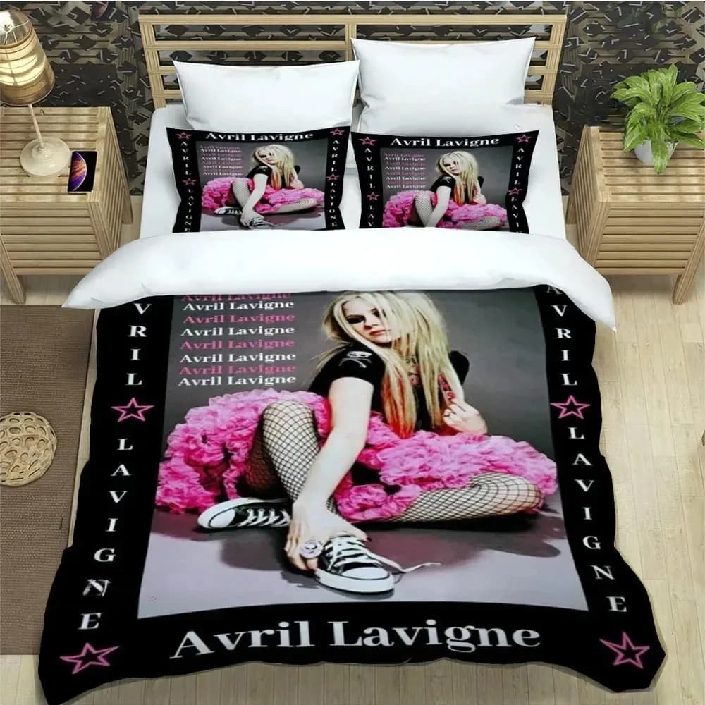 Cantante musicale Avril Lavigne Copripiumino Federa Set di biancheria da letto Per adulti Ragazzi Ragazze Decorazione camera da letto Regalo Singolo Twin King Size