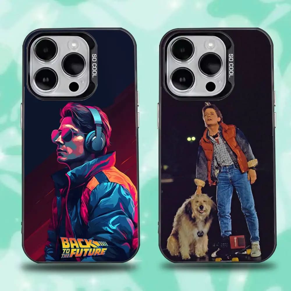 Custodia per telefono Film Ritorno al futuro per iPhone 16,15,14,13,12,11,Pro,Max,Plus,Mini,XS,SE Paraurti rigido nero opaco anticaduta