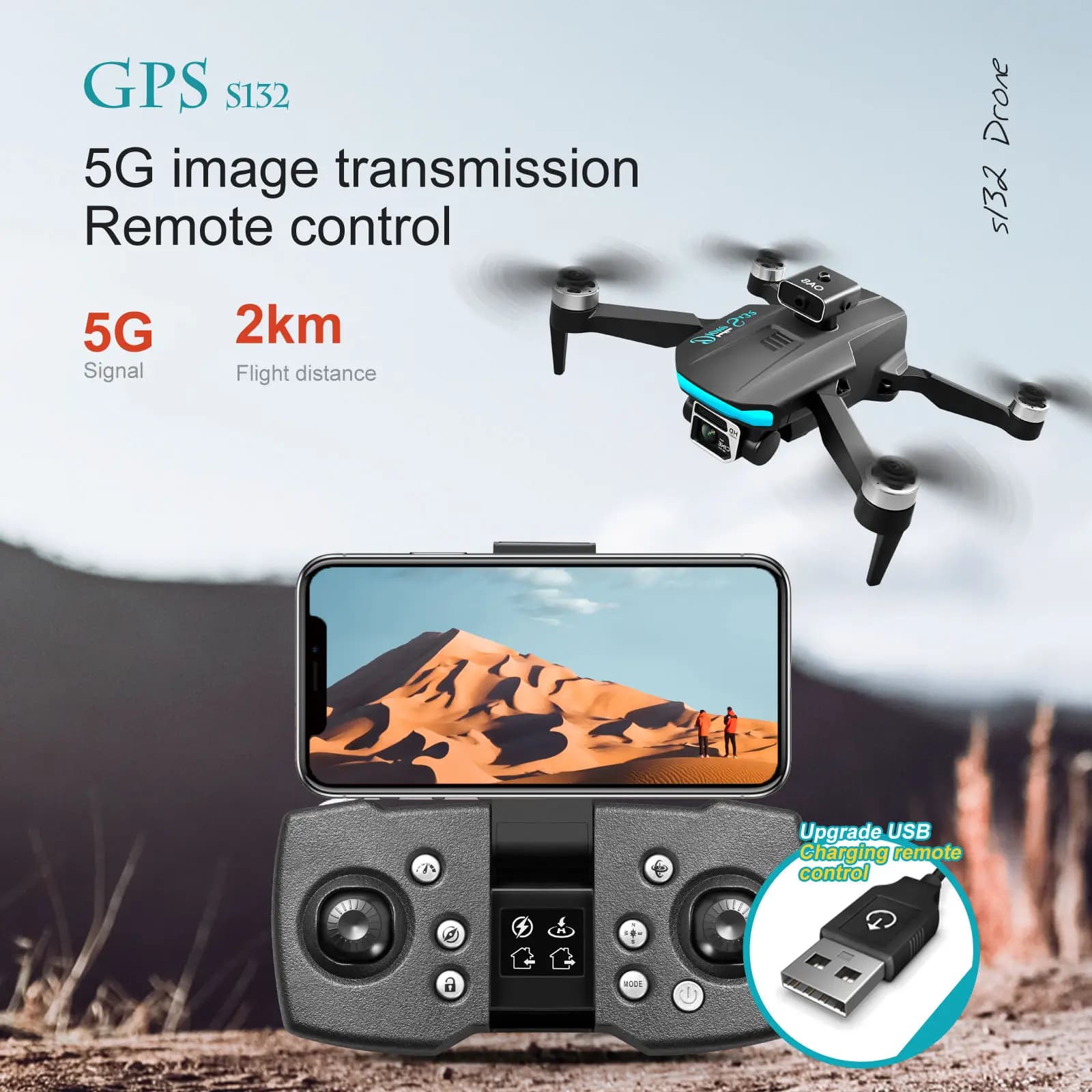 S132 RC Drone GPS con doppia fotocamera professionale 8K 5G WIFI 360 Evitamento ostacoli FPV Motore brushless RC Quadcopter Mini Drone