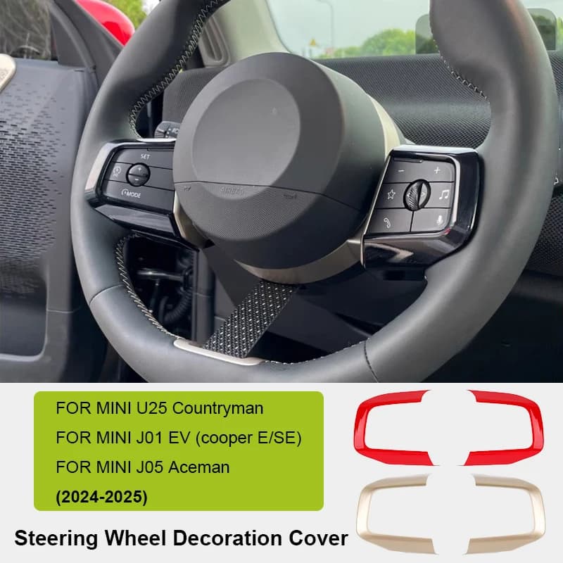2 pcs ABS Interior Car steering wheel Trim Cover for MINI Cooper E SE J01 EV J05 Aceman U25 Countryman Accessories Car