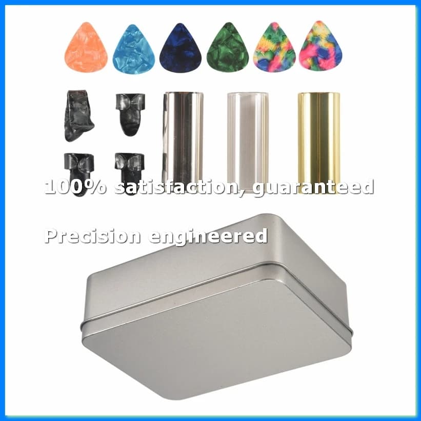 Guitar Slide Set Of 1 Glass Slide, 1 Steel Slide and 1 Brass Guitar Slide, 6 Pcs Guitar Picks and 4 Finger Picks-A73M
