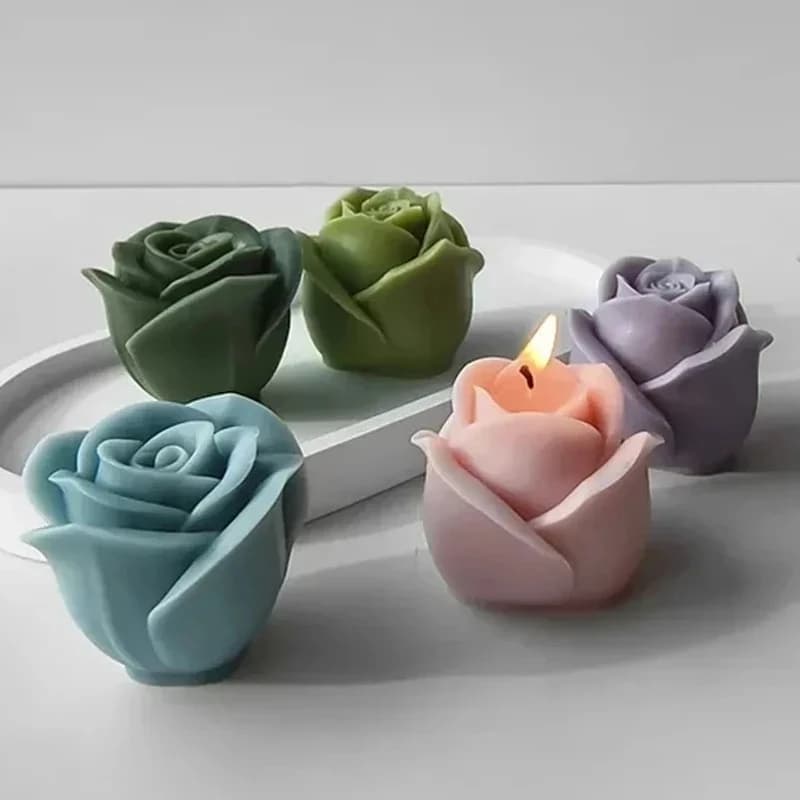 Stampo in Silicone 3D a Forma di Fiore per Candele, Sapone, Gesso e Cioccolato, per Decorazioni e Regali di San Valentino