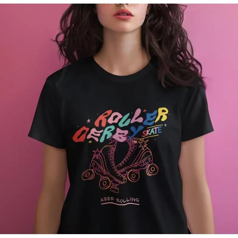 Roller Skating T Shirt Derby Vintage Rink Retro Skate Disco Top