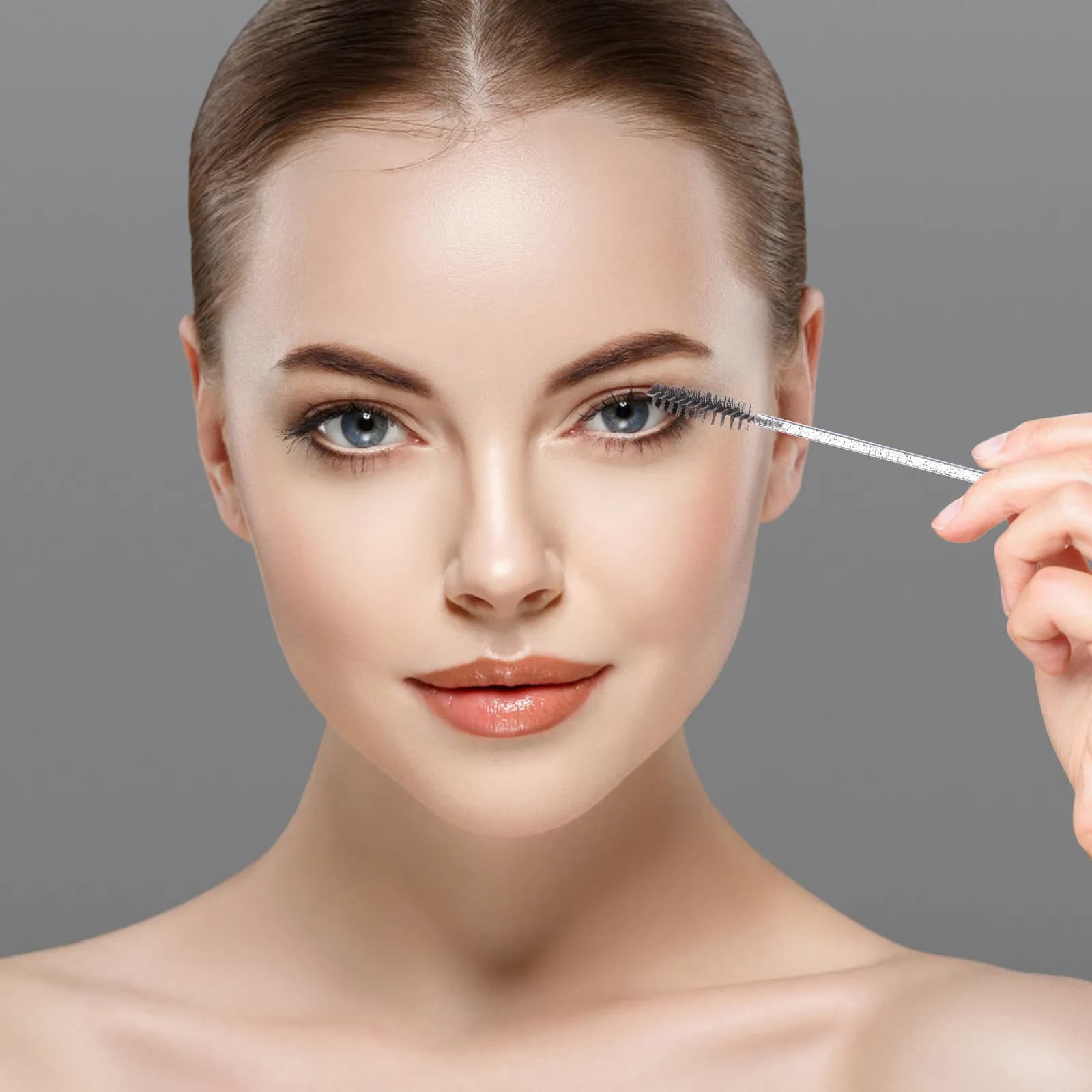 10 Mascara Applied Parts, Eyelash Makeup Brushes, Canvas with Plastic Pipe and Combs