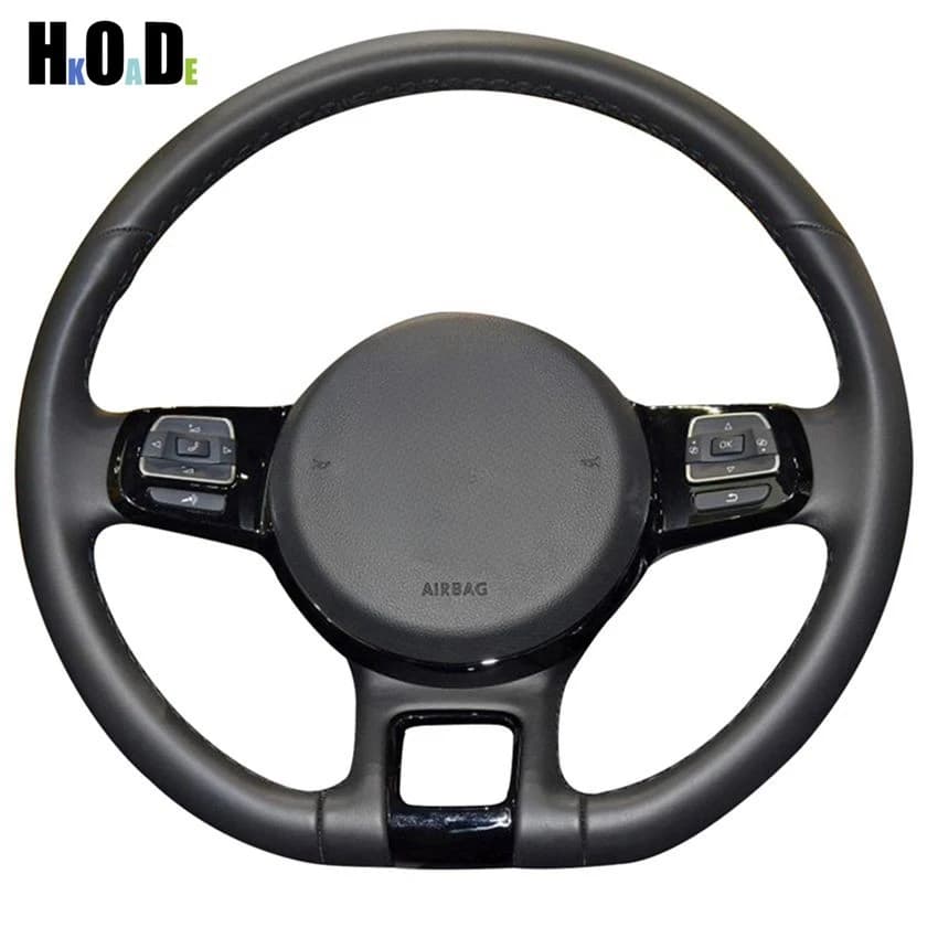Coprivolante per auto in pelle artificiale nera PU cucito a mano per Volkswagen VW Beetle 2012-2016 Up 2013-2016