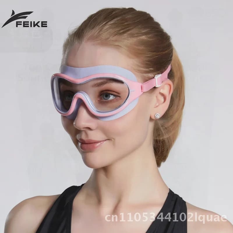Adult Waterproof Swimwear HD Frame Large Fashion Men Women's Diving Glasses White Pearl Phantom Black Boya