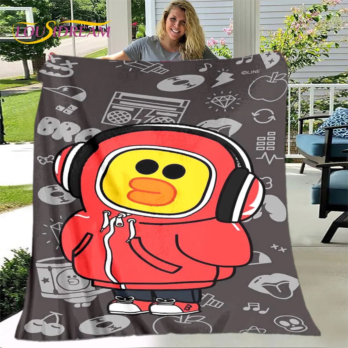 Coperta in Peluche Morbido a Forma di Paperella Gialla, Coperta in Flanella per Soggiorno, Camera da Letto, Divano, Picnic, per Bambini