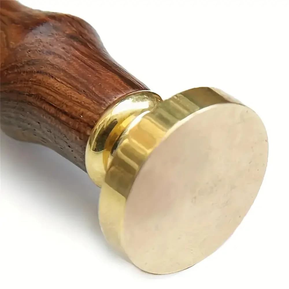 Blank Wax Seal Stamp Set Vintage Removable Brass Head Wood Handle Sealing Wax Stamp Round without Engraving Logo for Wedding