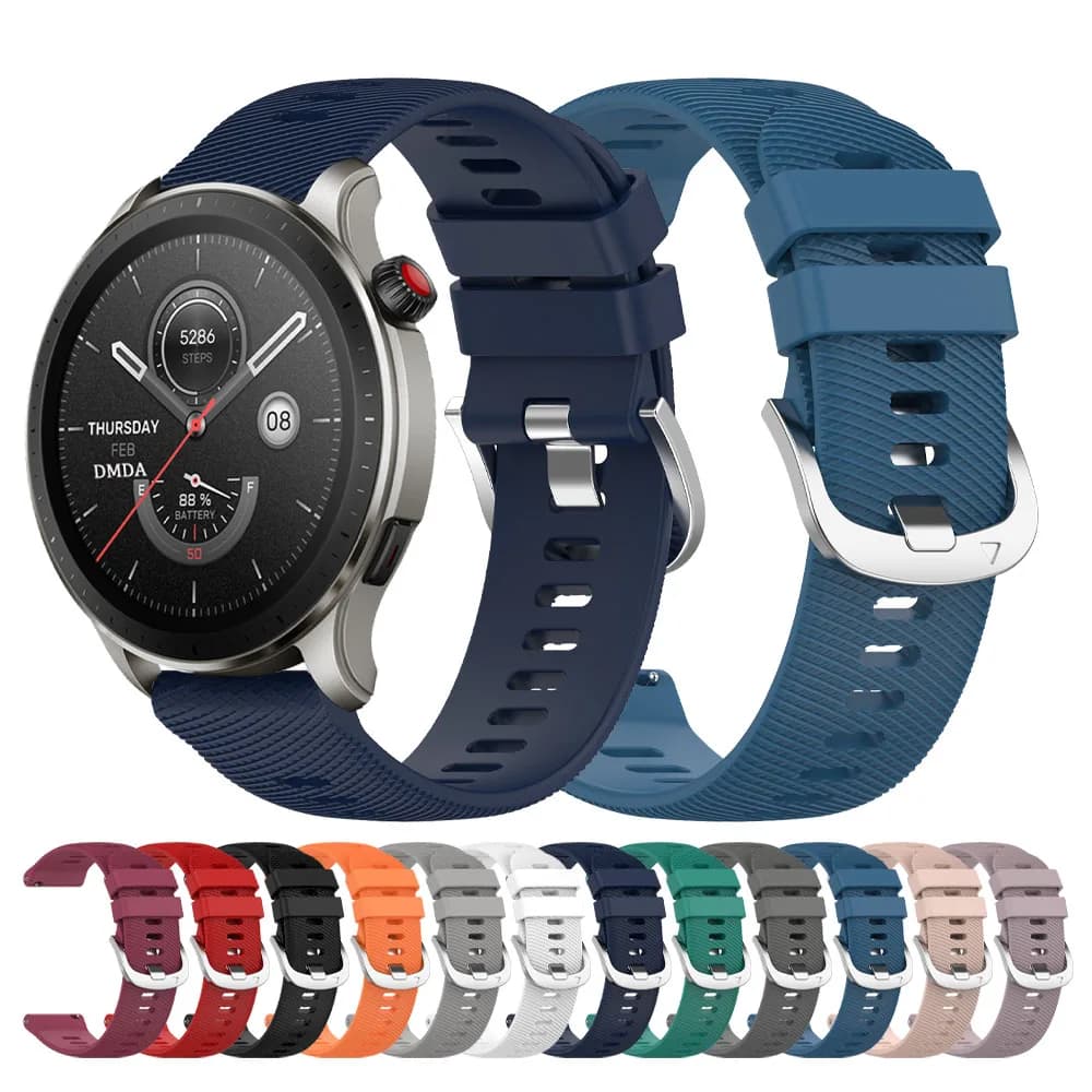 Cinturino in silicone da 20mm 22mm per Amazfit GTS 4/3/2e cinturino morbido GTR 4/3 Pro Bip 5 4 braccialetto sportivo cinturino da donna e da uomo Correa
