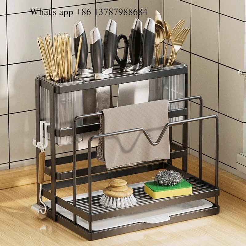 Stainless Steel Knife Holder, Multi-functional Storage, Cutting Board Chopstick Cartridge Integrated Wall Hanging