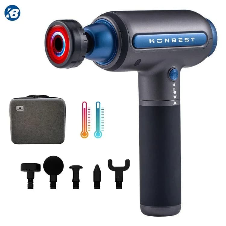 -LCD digital touch screen rechargeable 6 heads brushless motor dropshipping gun for portable massage for body muscles