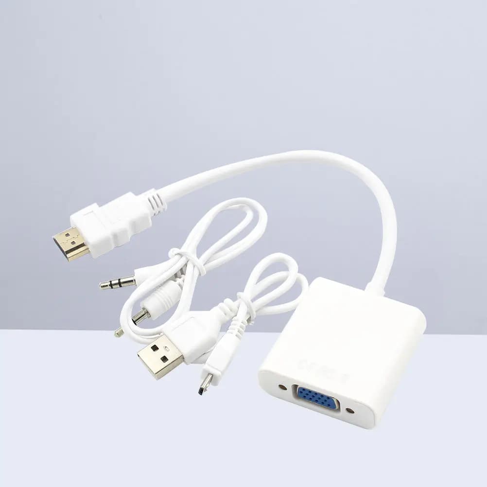 to Vga Adapter 1080P Converter Full Hd Video Audio Signal USB Powered Cable for Laptop Computer Tablet Monitor Projector
