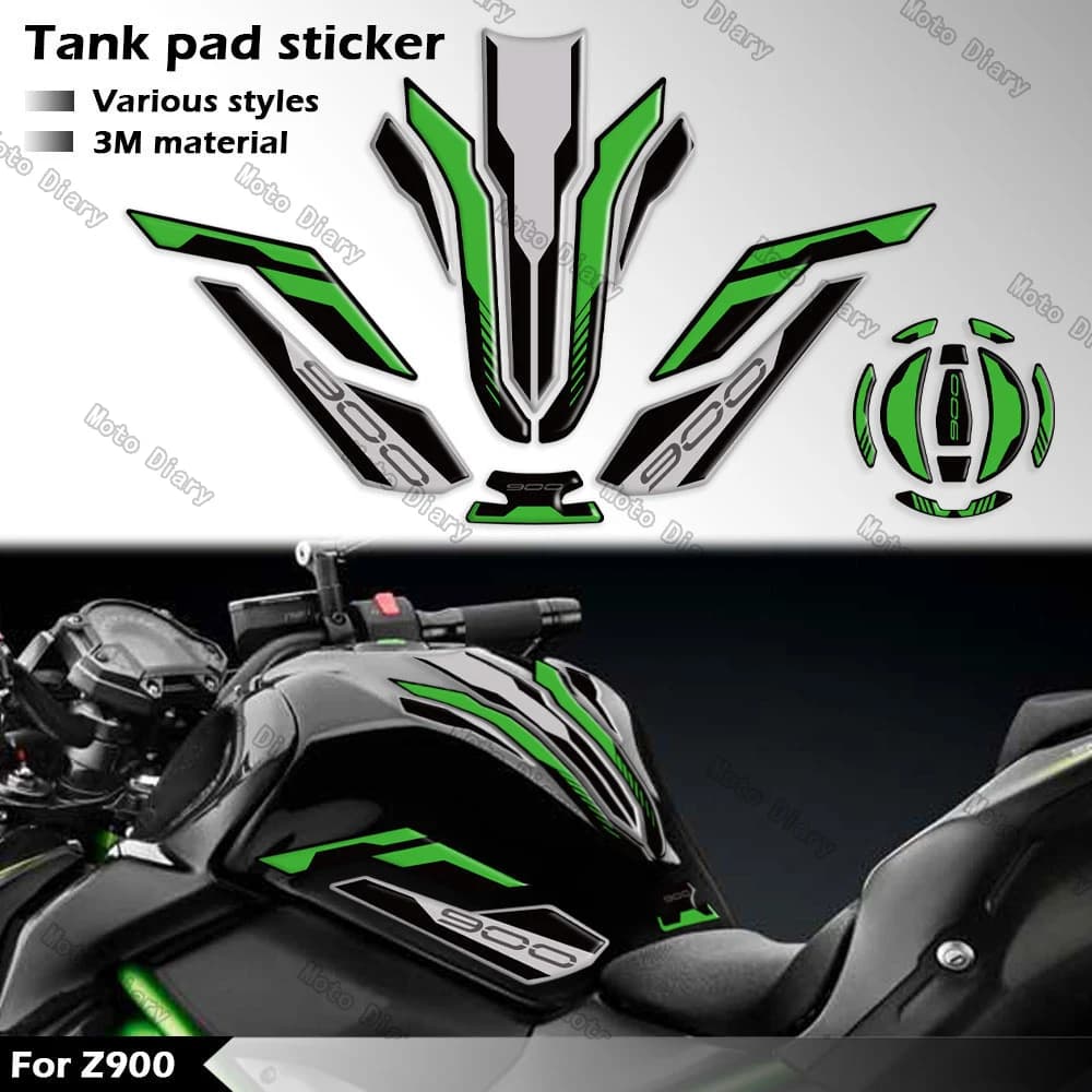 Per Kawasaki Z900 Z 900 Rilievo del Carro Armato Del Carburante Adesivo Tappo Gas Olio 3D Decal Copertura Della Protezione Impermeabile 2022 2023 2024