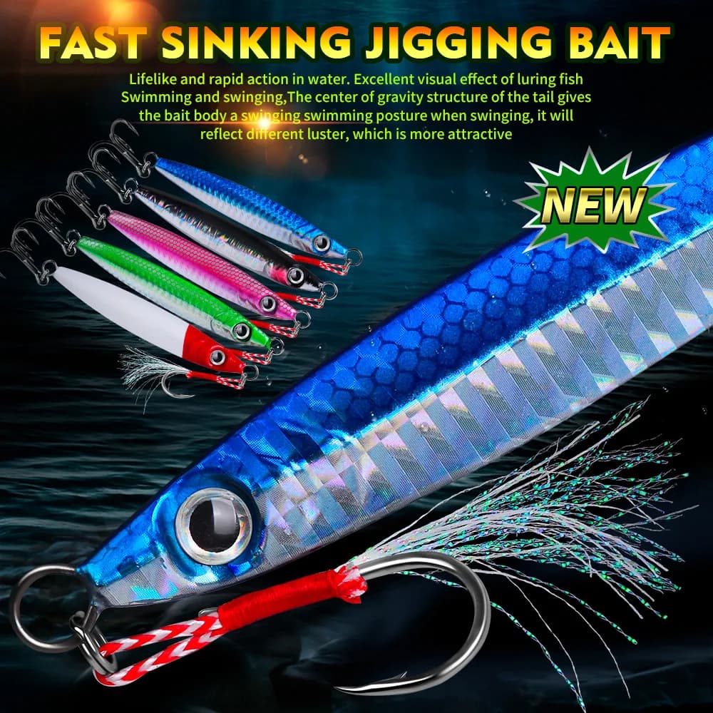 1 pz. Esca Artificiale Affondante in Metallo con Testa Jig e Piastra in Piombo, 10g 6.1cm, Esca Bio-Mimetica 3D per Pesca dalla Barca e Pesca in Mare, Esche a Piastra in Ferro