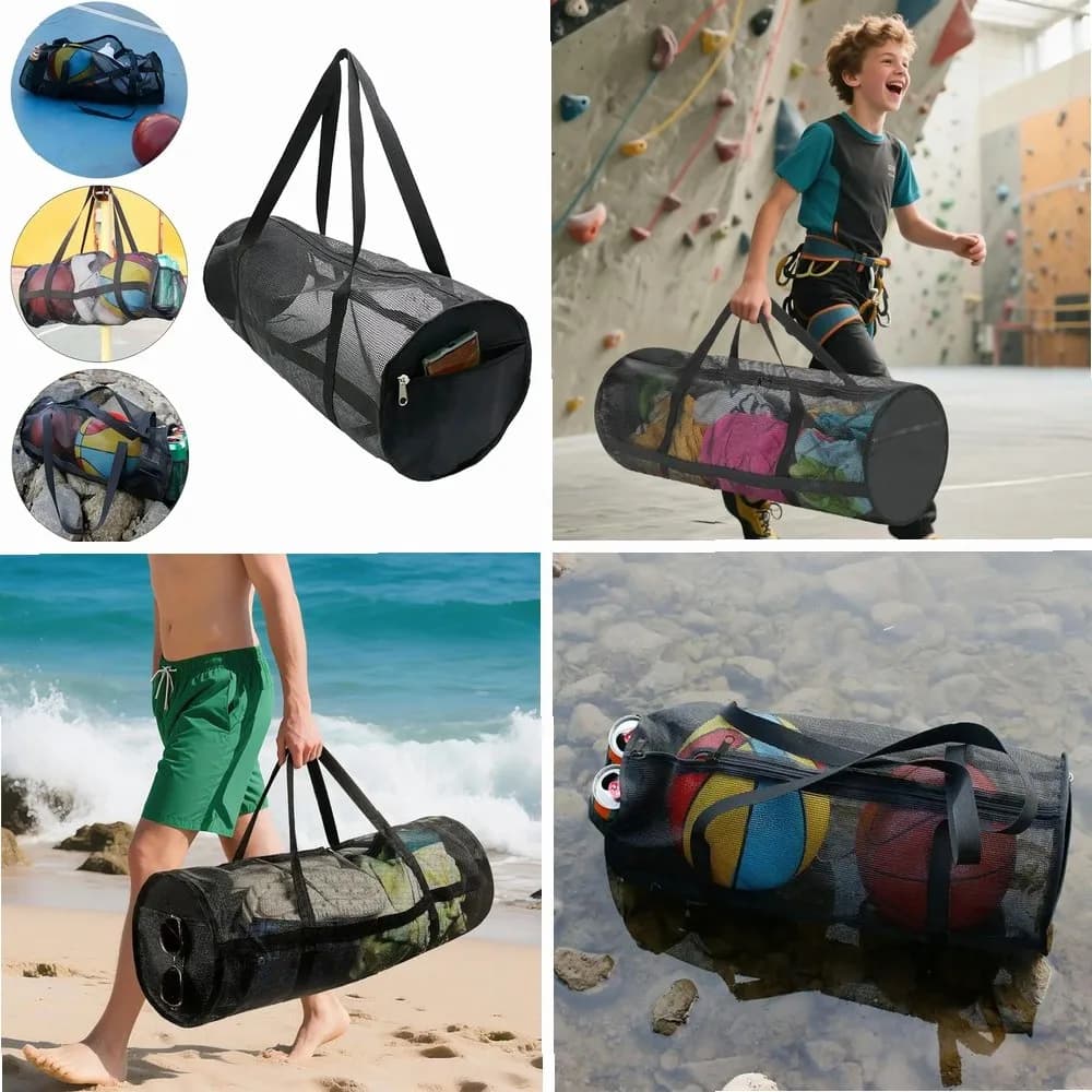 70x28x28cm Mesh Dive Snorkel Gear Bag, Foldable Large Duffle for Basketball Soccer Volleyball, Laundry & Gym