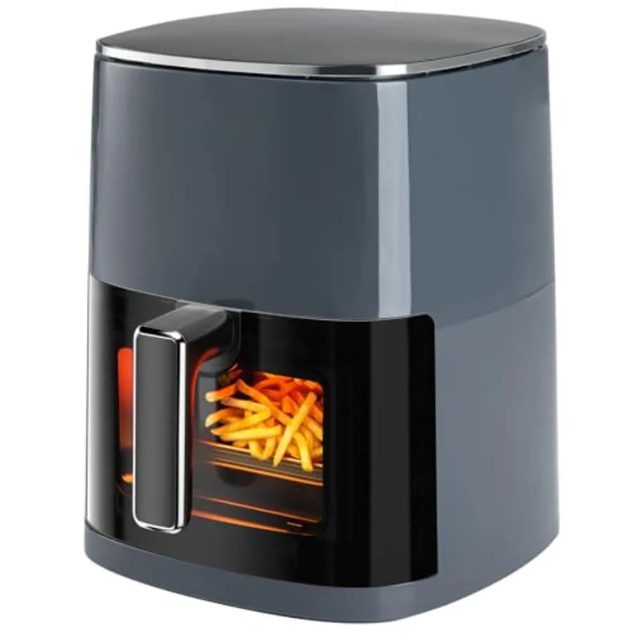 Friggitrice ad Aria da 6 Litri con Finestra, Friggitrice ad Aria Quadrata 12-in-1: Frigge, Arrostisce, Riscalda, Disidrata, Cuoce al Forno, Cuoce a Vapore, Prepara Patatine Fritte, Crema Pasticcera, Ali di Pollo