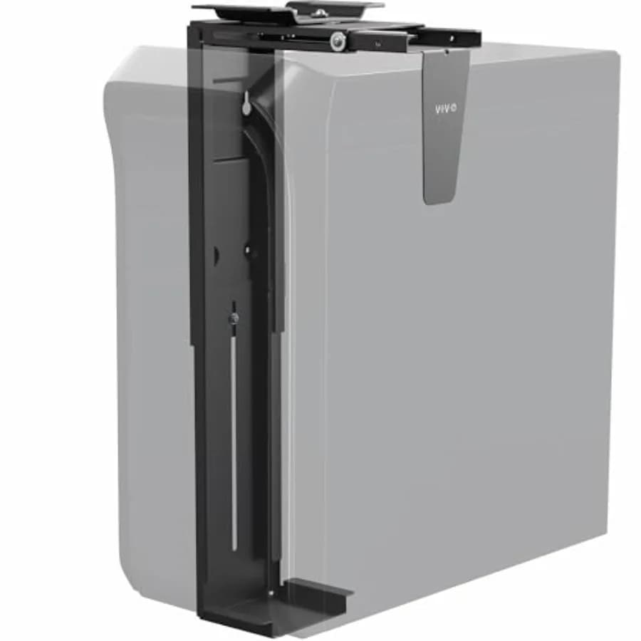 Supporto per PC da ufficio e gaming da 8,3 a 13 pollici, da installare sotto la scrivania o a parete, supporto per case di computer di grandi dimensioni con rotazione e blocco.