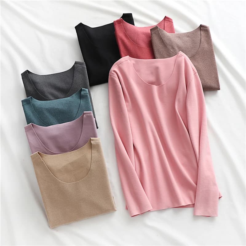T-shirt intima termica da donna double-face foderata in fce Thiened Long Sve Sl T-shirt autunno inverno strato base irt