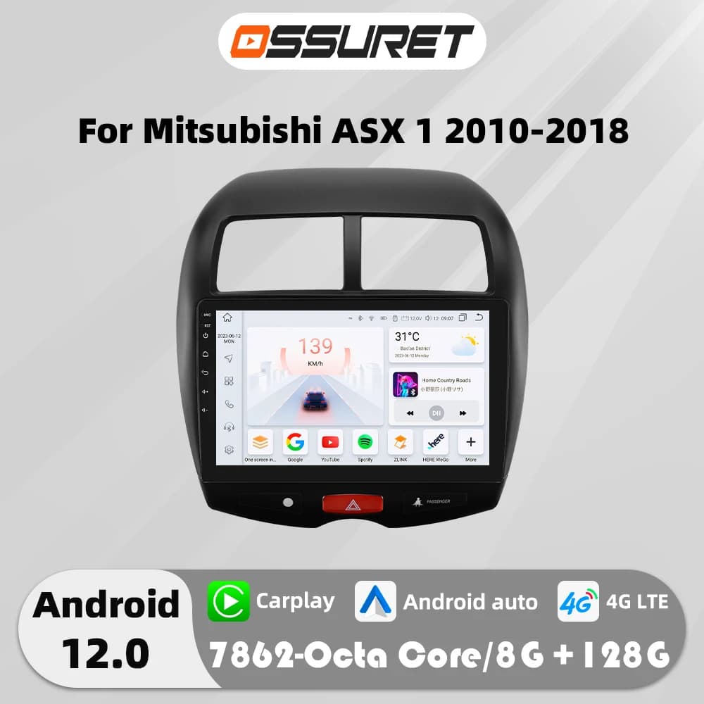 2din Android Auto autoradio per Mitsubishi ASX 1 2010-2018 lettore Video multimediale dsp Carplay GPS navi Stereo QLED Screen Audio