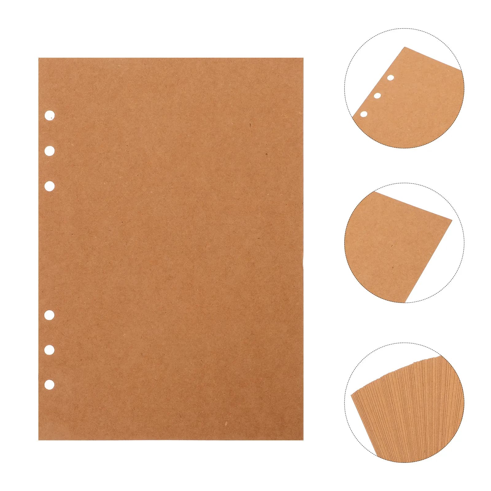 60 Fogli di Carta Kraft Liscia per Ricariche Blocco Note, Fogli Interni per Quaderno a Fogli Mobili, Inserti per Planner, per Scrivere, Dipingere, Ufficio