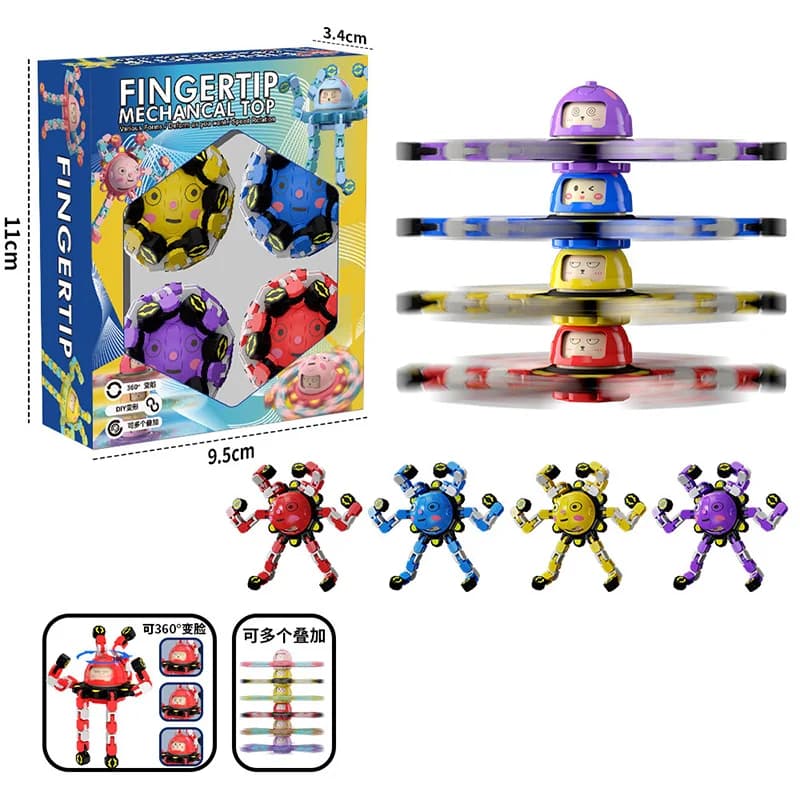 Giocattoli Antistress a Catena, Spinner Meccanico da Dito, Giocattolo Giroscopico Creativo Trasformabile Fai-da-Te