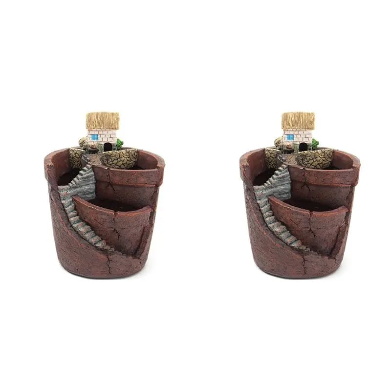 ULTULTIMA OCCASIONE2X Garden Grassy Plant Hanging Jars, Micro-Paesages, Small House Shaped Resin Decorations