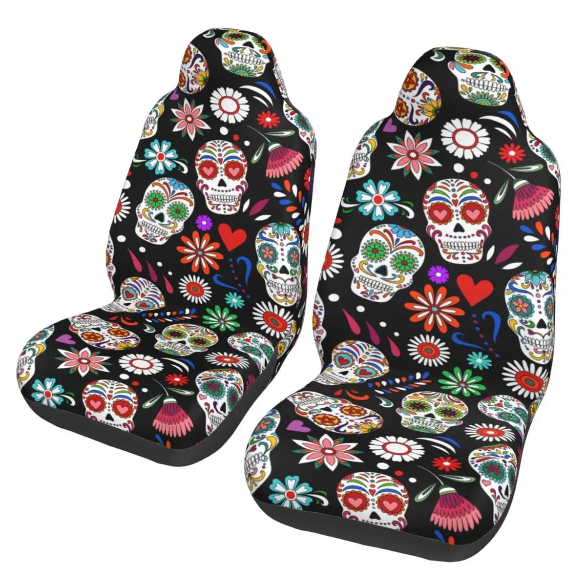 Universal Car Seat Cover with Dead Day Sugar Skull, Interior Accessories, Women's Car Seat cushion, Fiber