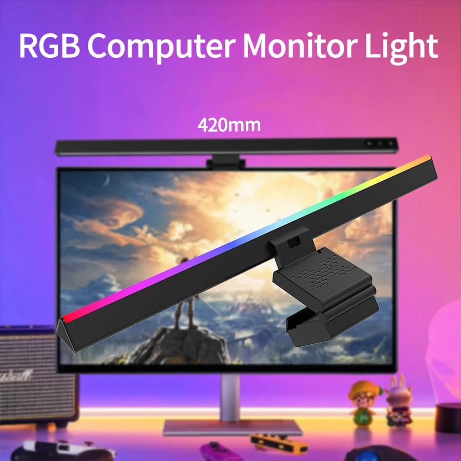 RGB computer monitor lamp, Internet bar, gaming, office, computer display, screen lamp, music sync, reading, table, desk lamp
