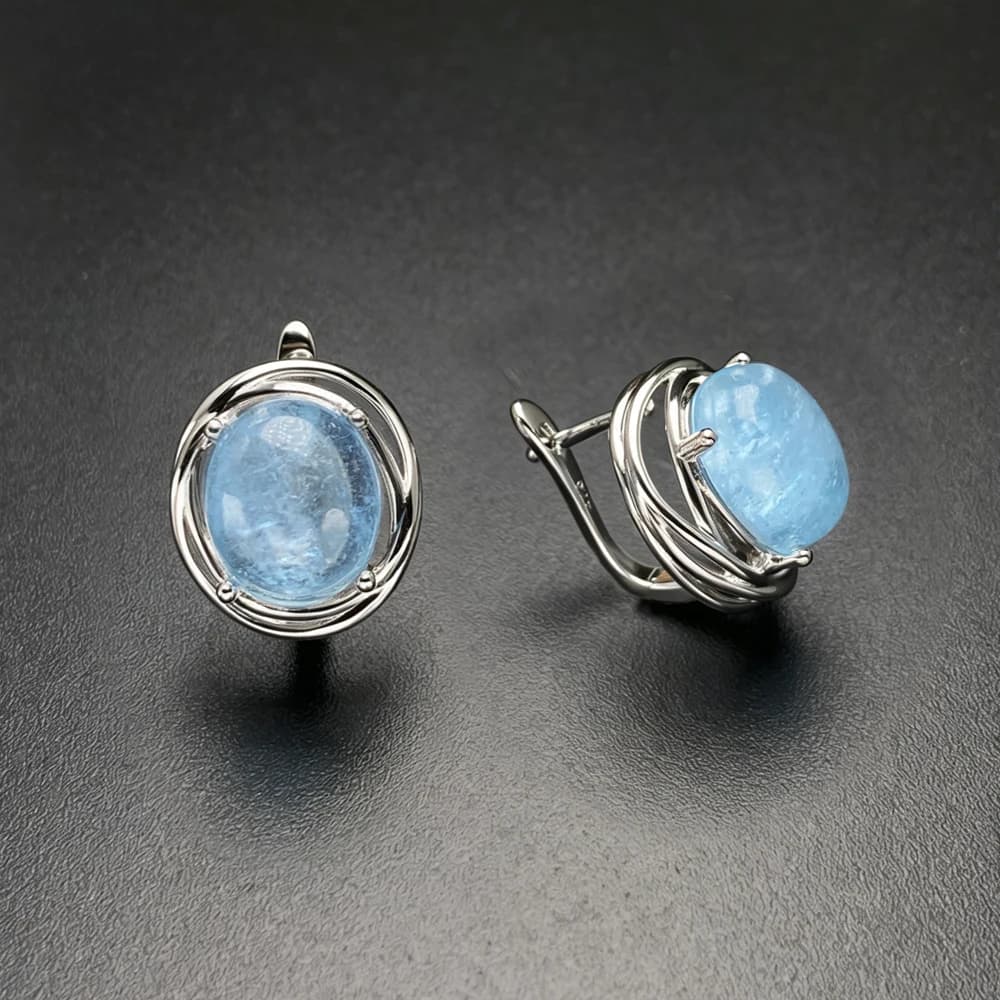 CSJ eleganti orecchini in acquamarina naturale argento Sterling 925 Morganite Beryl ovale 10*12mm per regalo di compleanno per gioielli da donna