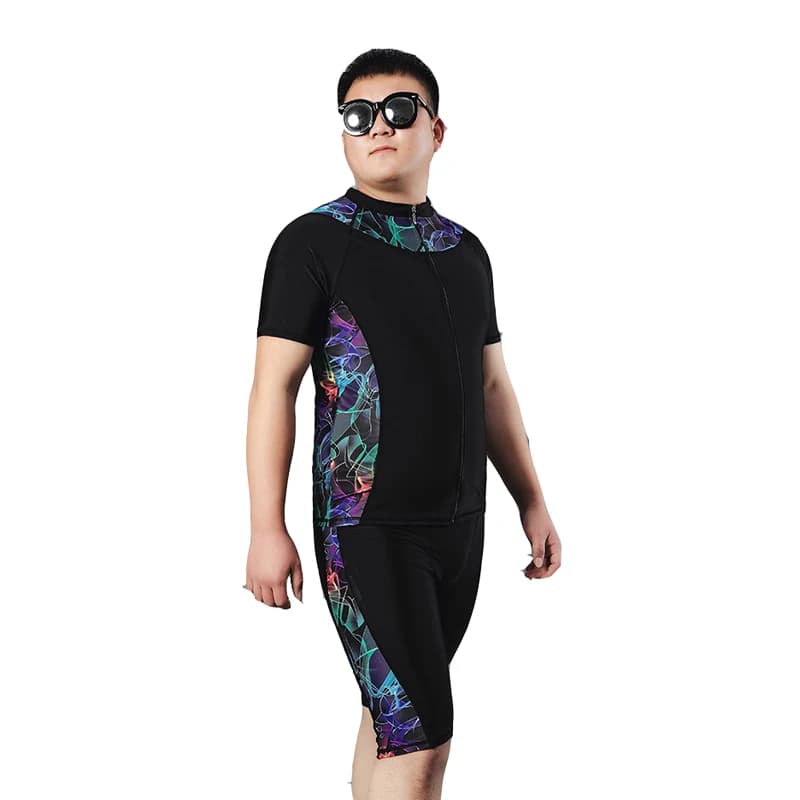 Costumi da bagno da uomo Set Costumi da bagno di grandi dimensioni Costume da bagno 2 pezzi Colore nero Costumi da bagno Rashguard Pantaloncini da bagno Badehosen Herren Surf