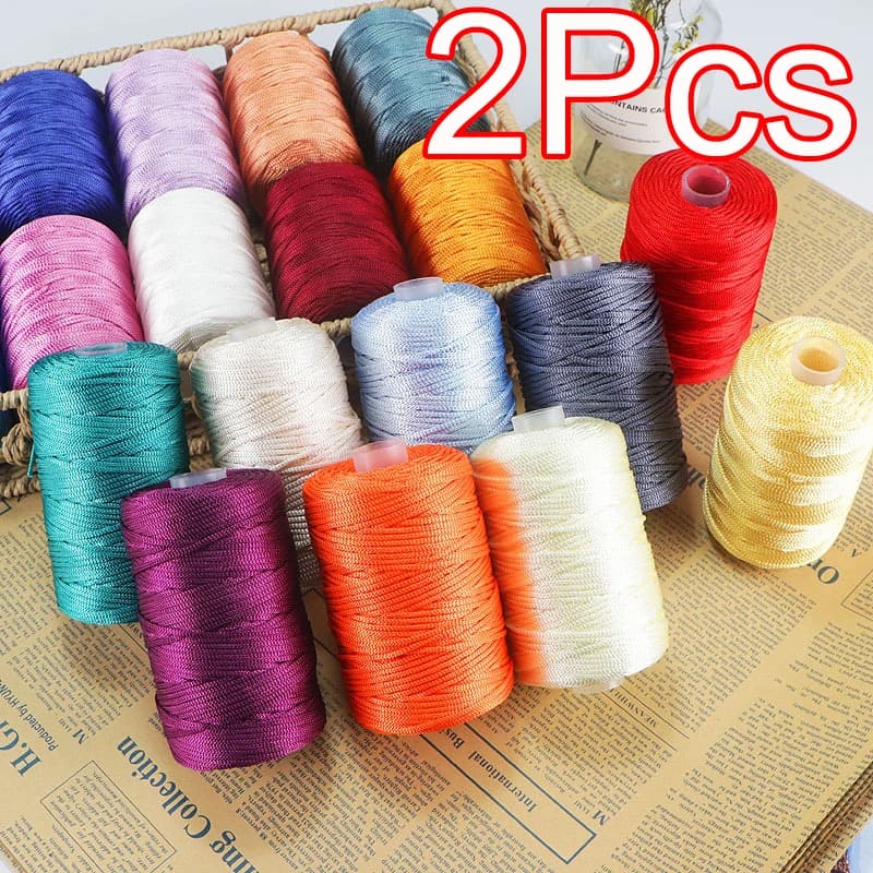 2 pezzi di filato all'uncinetto estivo 1.5mm cavo sottile filo di Nylon di ghiaccio per maglieria a mano borsa per uncinetto cappello scarpe mat slipper line