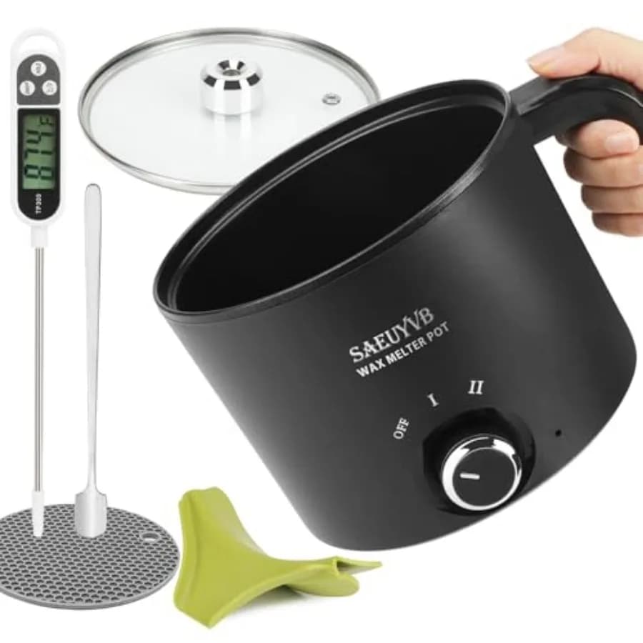 Kit per la creazione di candele con pentola per fondere la cera, fusore per cera con termometro e cucchiaio - Forniture complete per la creazione di candele