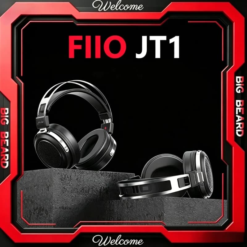 Cuffie da studio cablate FiiO JT1 da 35 mm con microfono, audio HiFi, driver da 50 mm per registrazione e cuffie da gioco per PC
