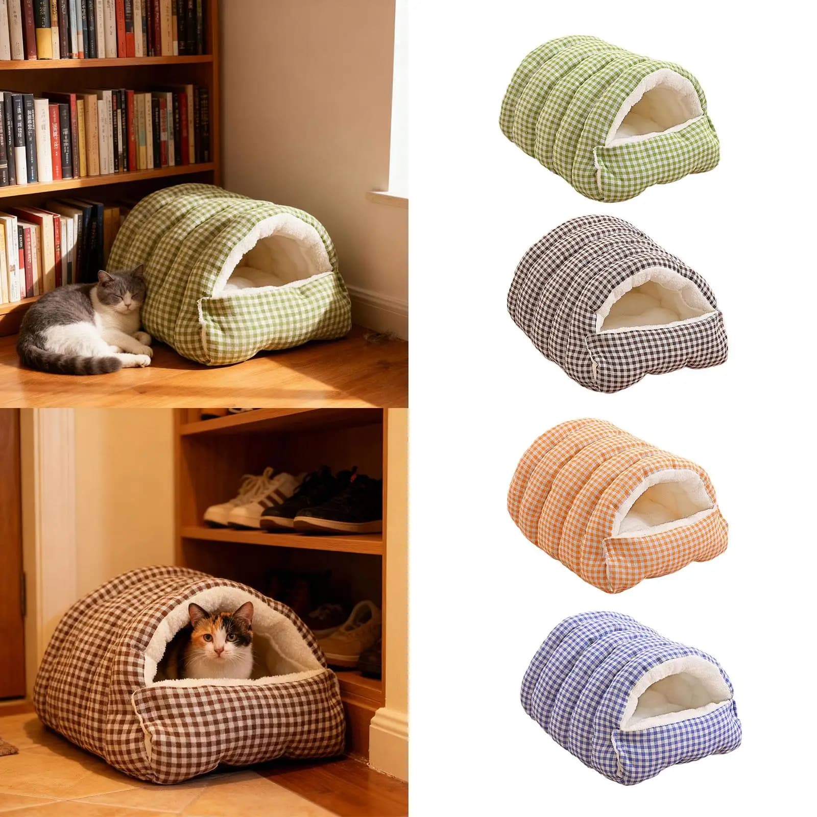 Cuccia per Gatti Calda e Morbida, Nido Spesso per Cuccioli, Cuccia Portatile con Cuscino Rimovibile, Letto Morbido in Peluche per Cani e Gatti, per Gattini e Gatti da Interno