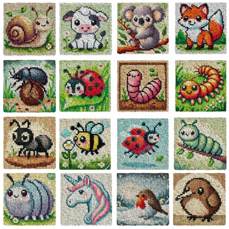 Simpatici animali ricamo gancio di chiusura kit cuscino cartone animato tappeto cuscino gancio di chiusura kit tappeto pulsante pad pacchetto smyrna pacchetto fai da te
