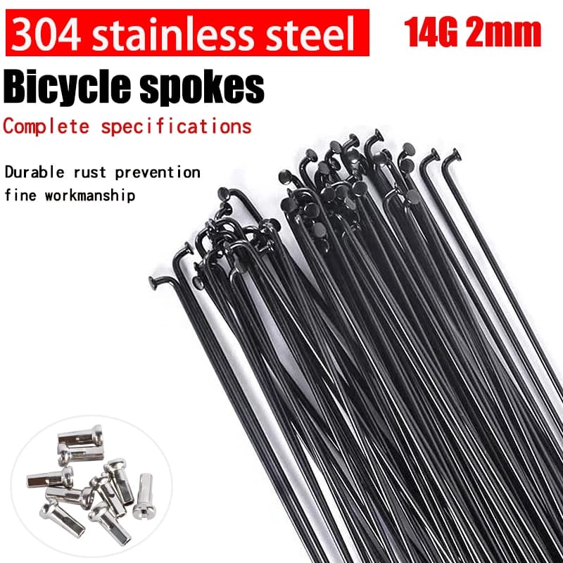 36 pezzi di raggi in acciaio inossidabile 14G per mountain bike/bici da strada ad alta resistenza 170mm-300mm raggi in acciaio per bicicletta