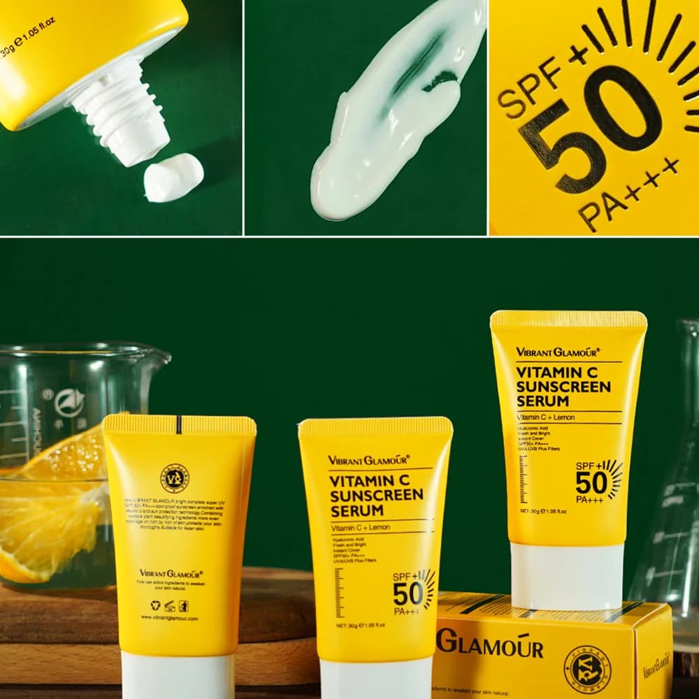 VIBRANT GLAMOUR Solar Cream Vitamin C 30g Delicate Scratch Reparator Antioxidant Light Hydrating for Sensible Skins