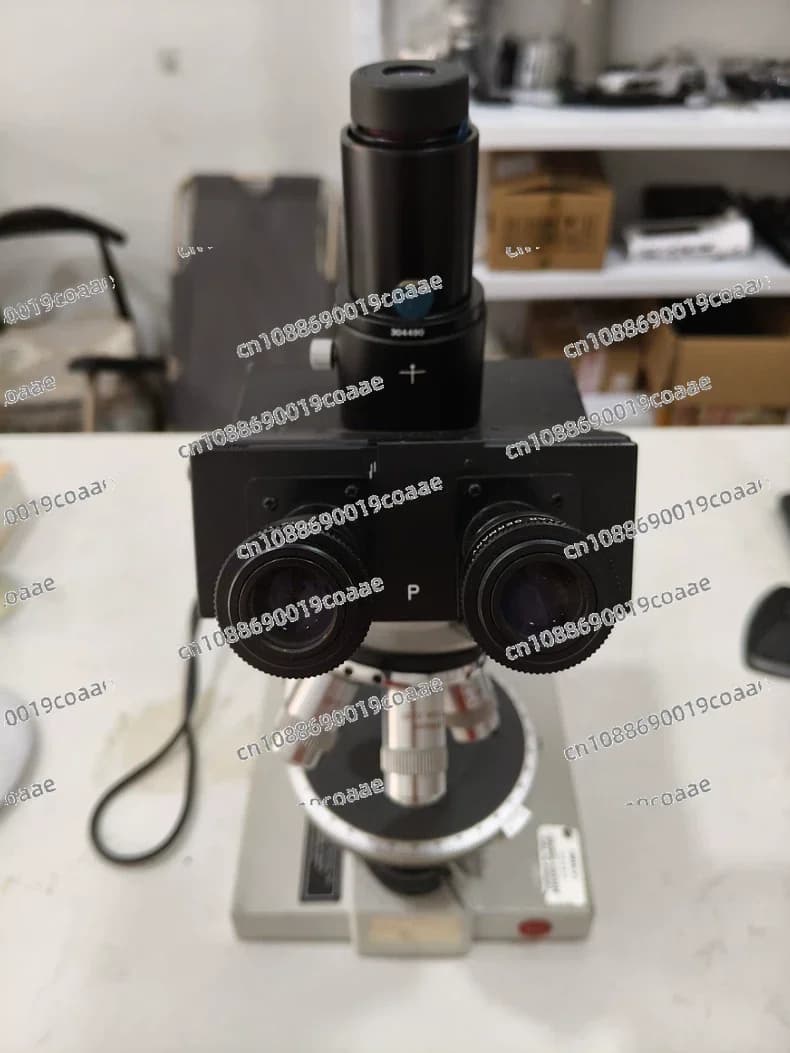 Microscopio polarizzante, sorgenti luminose superiori e inferiori, con funzioni di polarizzazione di trasmissione e riflessione, con oculari
