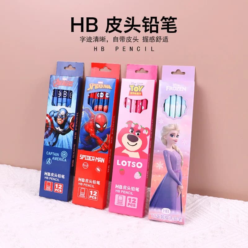 12 pezzi Elsa Elsa Spiderman Matita Cute Anime Elsa HB Matite in scatola Ufficio Pittura Materiale scolastico Bambini Regali di Natale