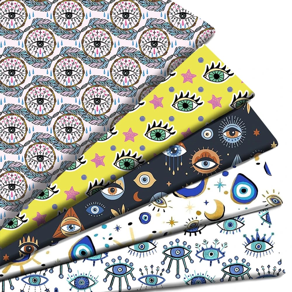 Eyes Feather Ouija Hand Bone Printed Polyester Pure Cotton Material Patchwork Tissue Sewing Quilting Fabrics Needlework Cloth