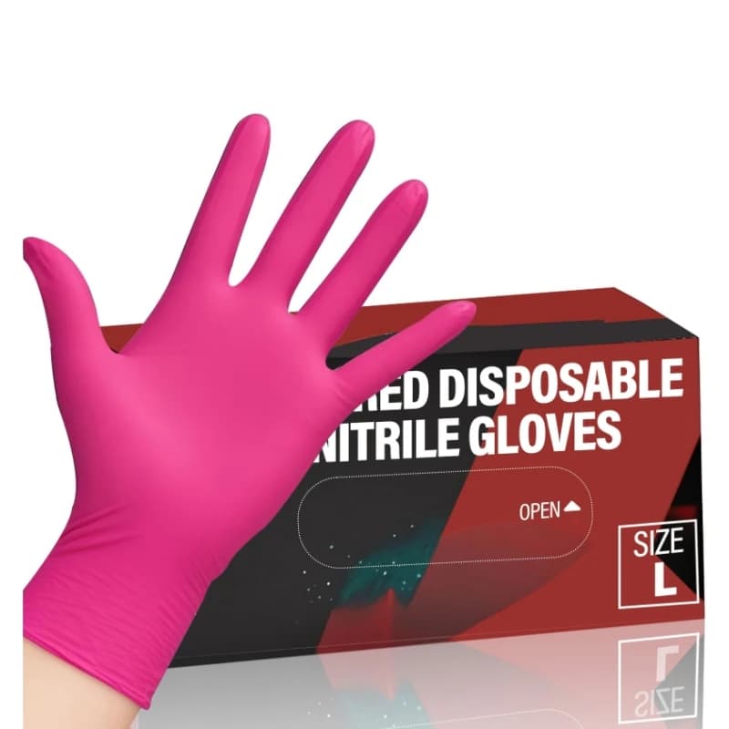 Guanti in nitrile fucsia Guanti monouso per la pulizia della casa senza polvere per cucina, giardinaggio, lavoro, lavastoviglie industriale