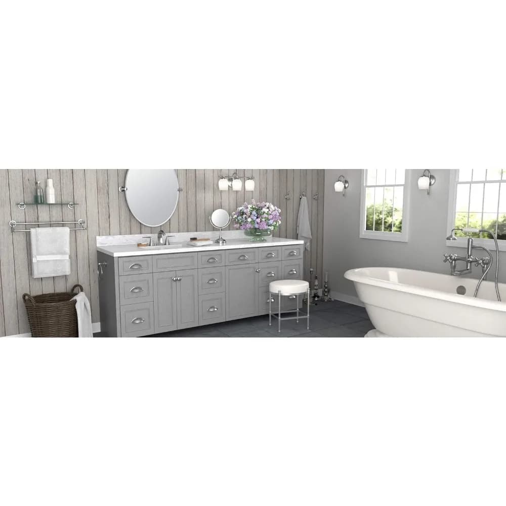 Portasciugamani doppio da 24 pollici, finitura in nichel lucido - Resistente alla ruggine, installazione semplice per l'arredamento del bagno moderno