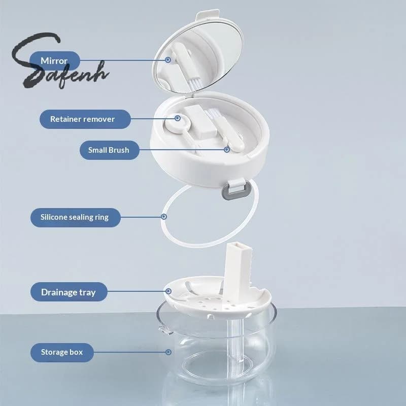3 In 1 Portable Double-layer Denture Case With Cleaning Brush Storage Box Donut Braces Retainer Braces Organizer