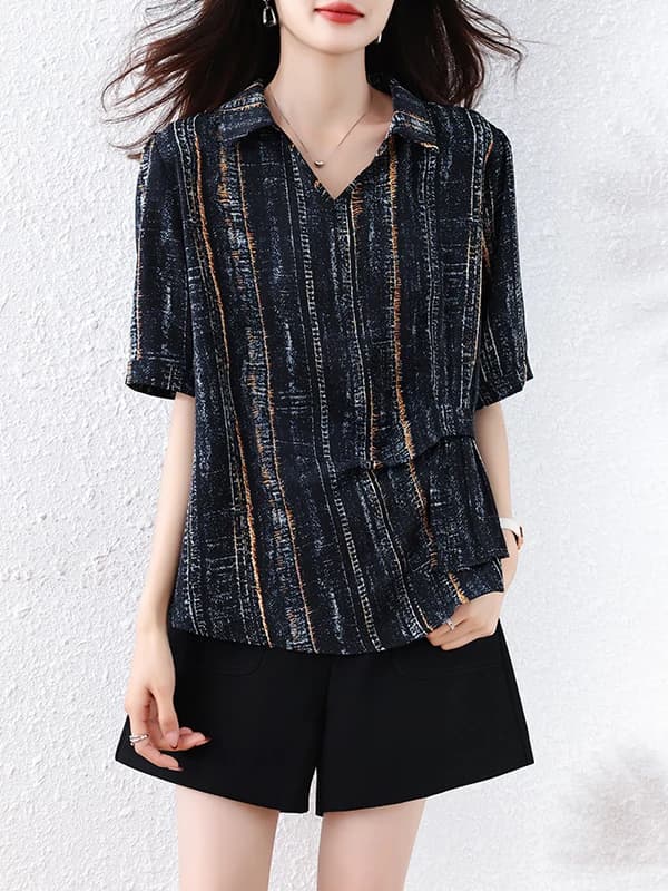 Camicia da donna taglie forti, traspirante, ampia, che nasconde le imperfezioni, alla moda, estiva, nuovo design di alta gamma, top leggero e lussuoso