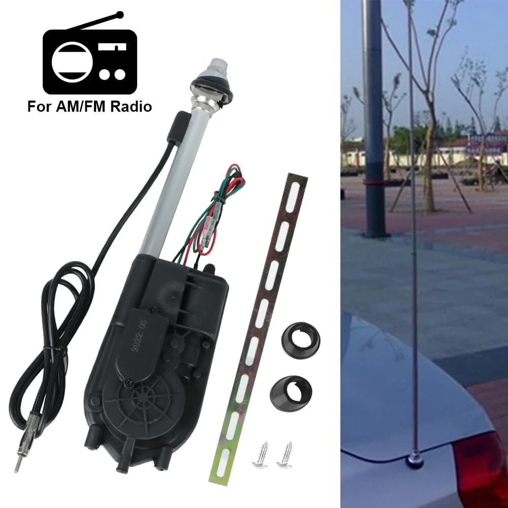Antenna Telescopica Elettrica Automatica Universale per Veicoli, Antenne Esterne per Auto SUV, Kit di Montaggio per Radio AM FM 12V