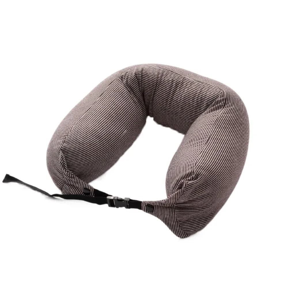 Cuscino per il collo da viaggio a forma di U Particelle di schiuma Morbido cuscino pieghevole in rotolo Cuscino per pisolino con design a fibbia in stile giapponese Cuscino lombare